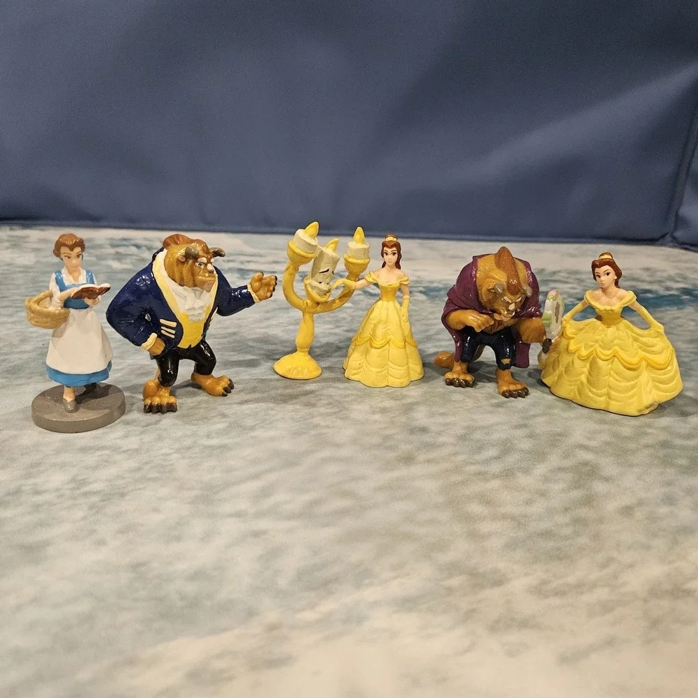 Vintage Disney Applause Beauty & The Beast PVC Figure Lot (6) Belle Beast Lumier